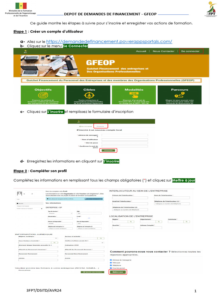 Guide d'inscription GFEOP | PDF