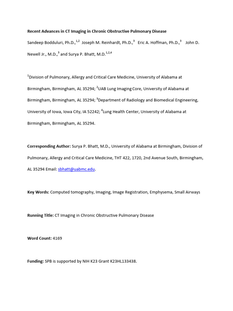 Recent Advances in Chest Imaging - Copd-2015 | PDF | Chronic ...