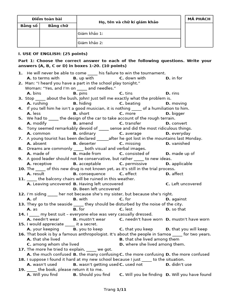 English Language Proficiency Test | PDF | Memory | Brain