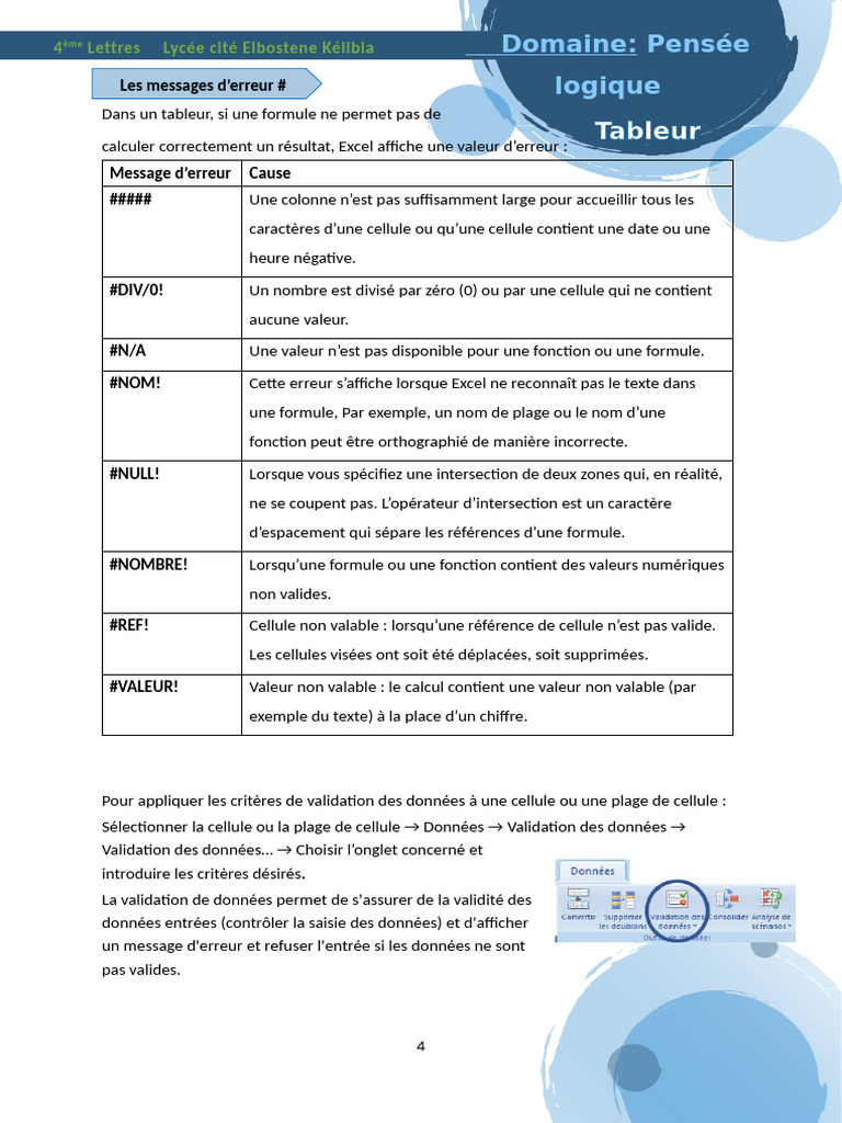 Erreurs Excel et gestion des données | PDF | Microsoft Excel