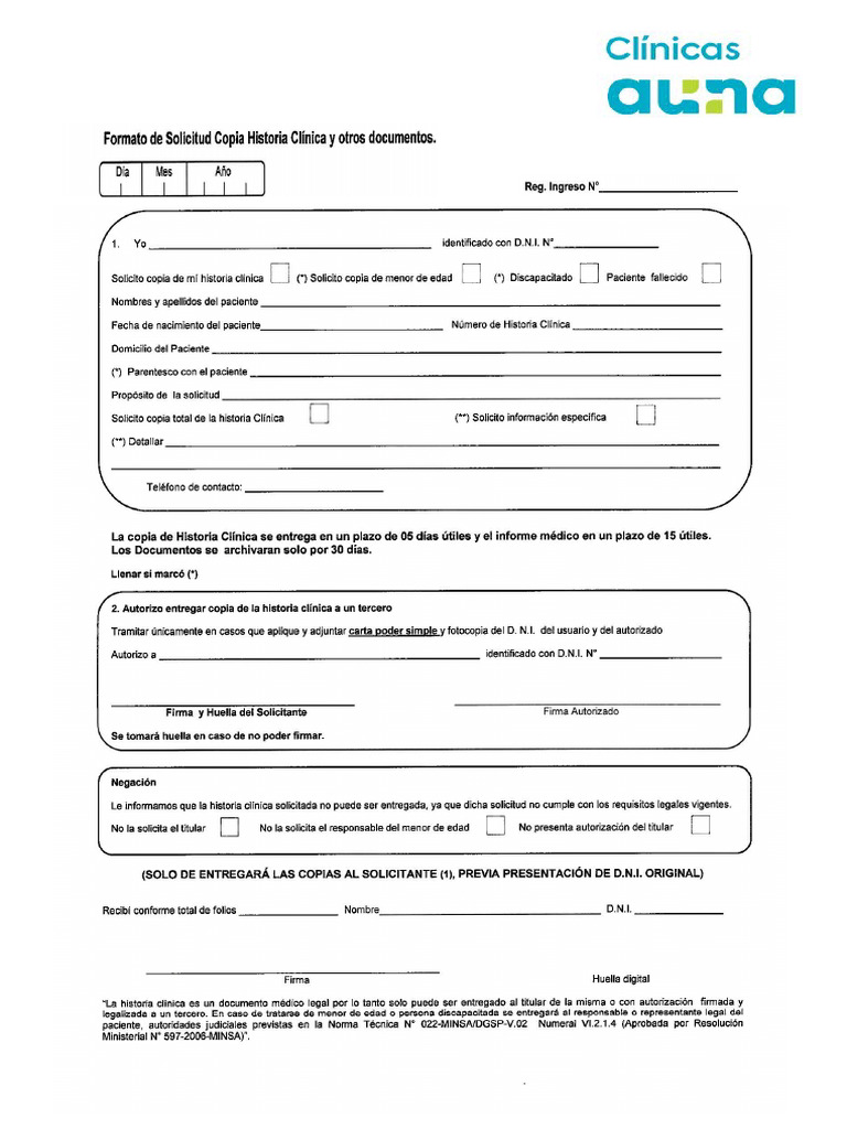 Formulario Im HC | PDF