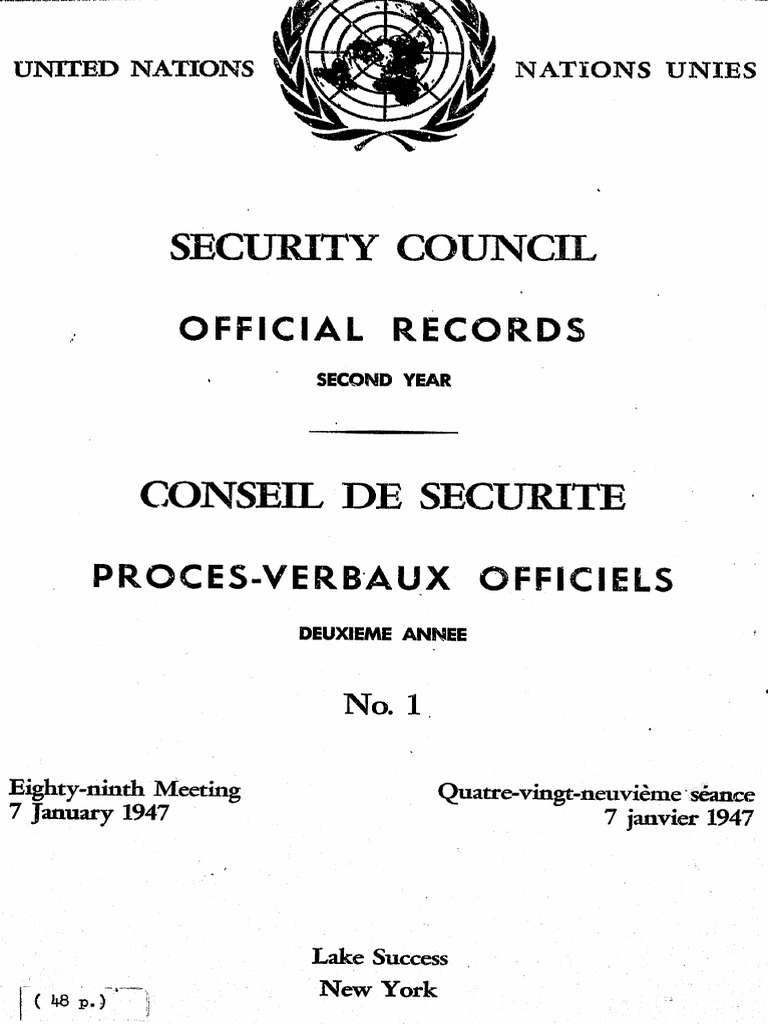 Procès-verbal de la 89e séance du CSONU | PDF | Conseil de sécurité des ...