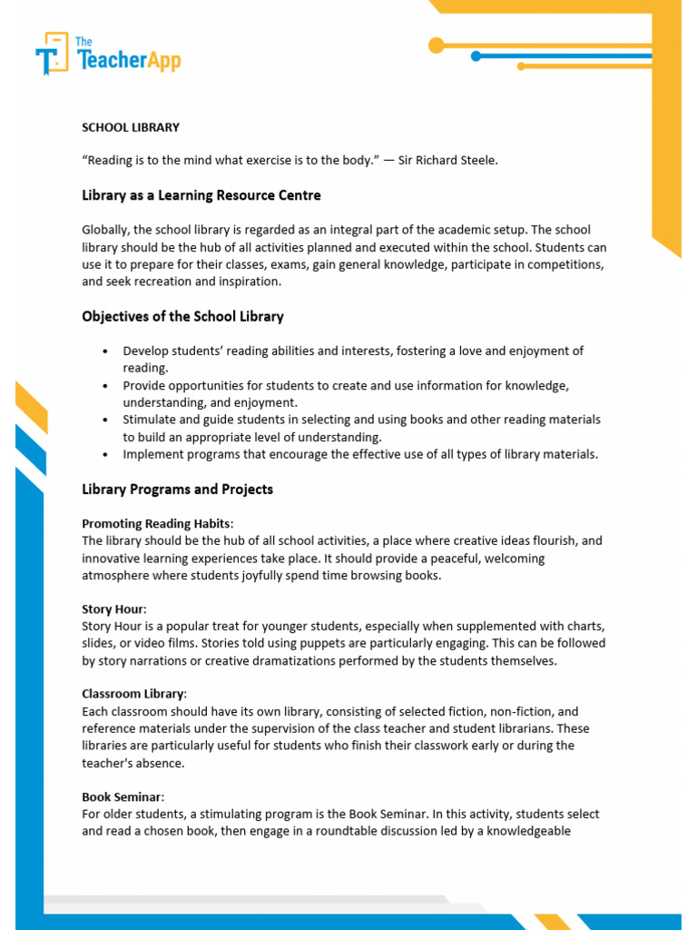 School Library Programs and Benefits | PDF | Libraries | School Library