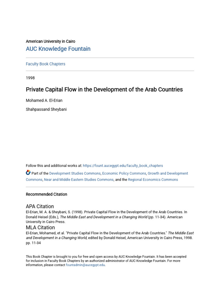Private Capital Flow in The Development of The Arab Countries | PDF