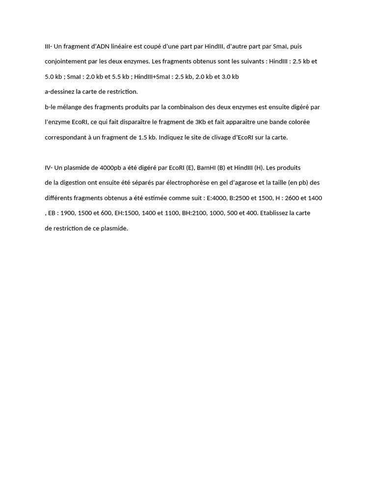 Cartes de restriction ADN et plasmide PDF — free download