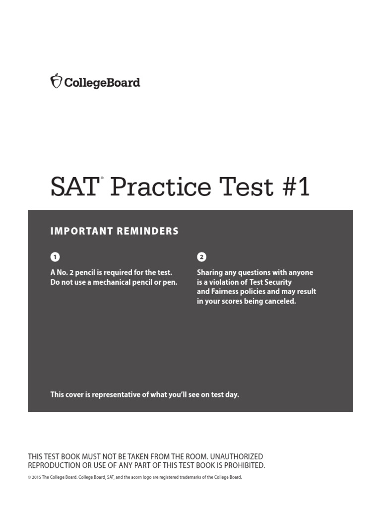 SAT Practice Test #1 Instructions | PDF | Dna | Chemistry