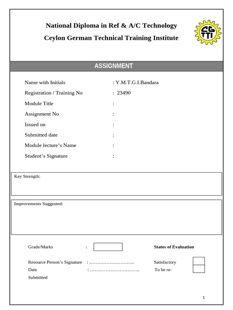National Diploma Assignment Submission | PDF