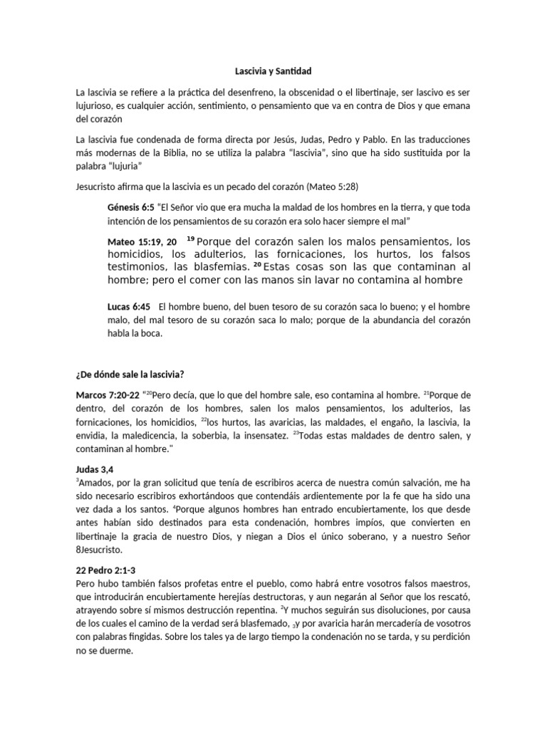 Lascivia: Pecado y Llamado a la Santidad | PDF | Lujuria | Teología