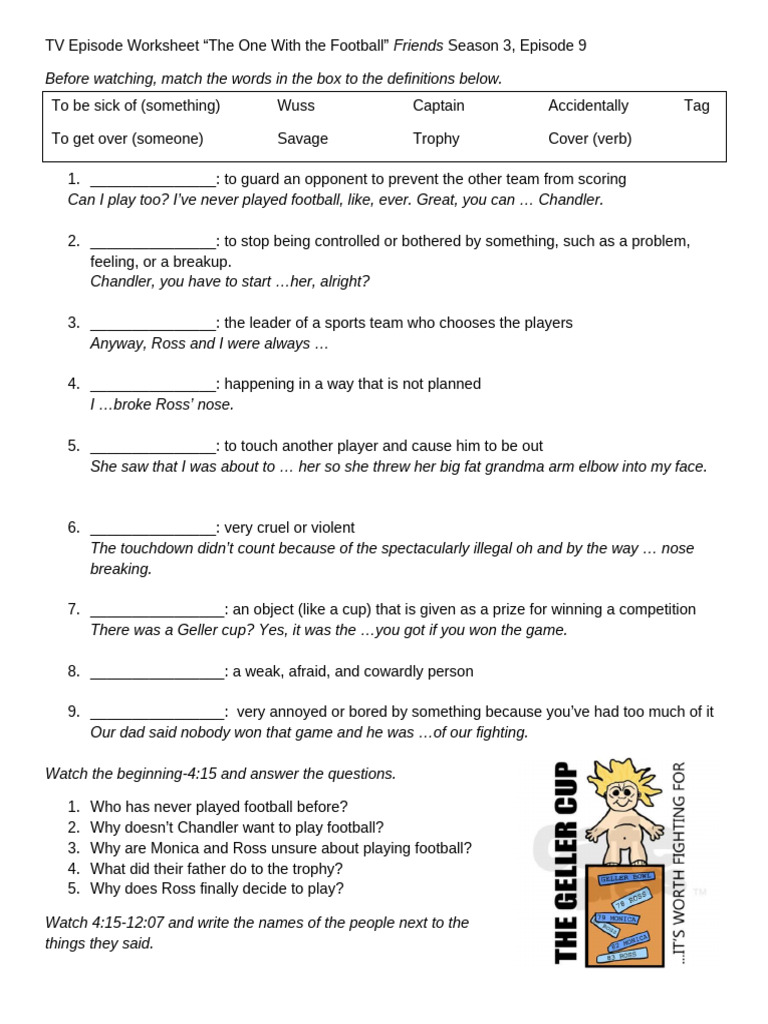 TAK Friends TV Episode Worksheet | PDF