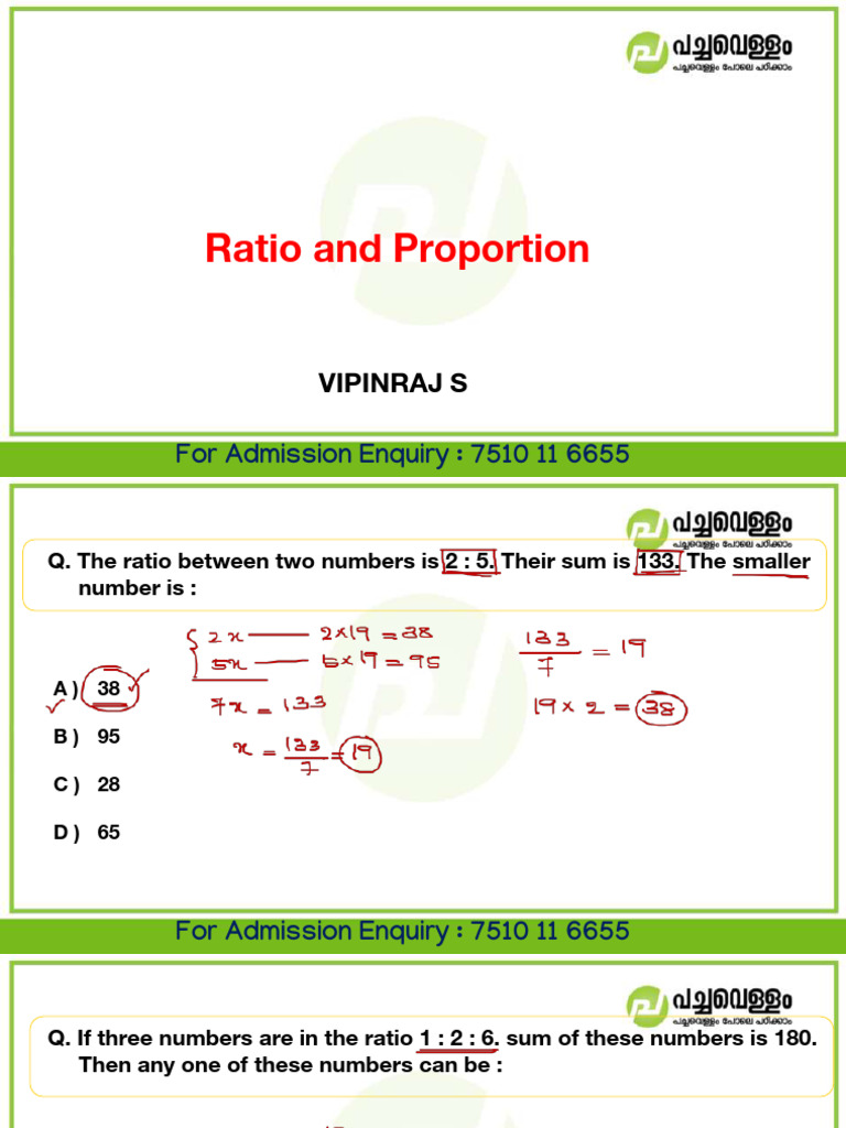 Ratio and Proportion Practice Questions | PDF | Length | Triangle