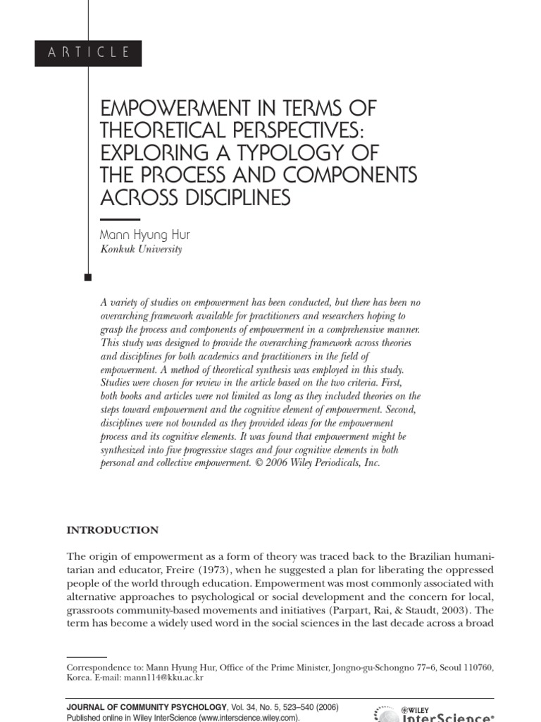 Empowerment Pdf Empowerment Community