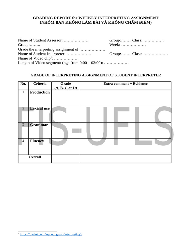 Grading Report For Weekly Interpreting 3 Assignment | PDF | Speech | Idiom