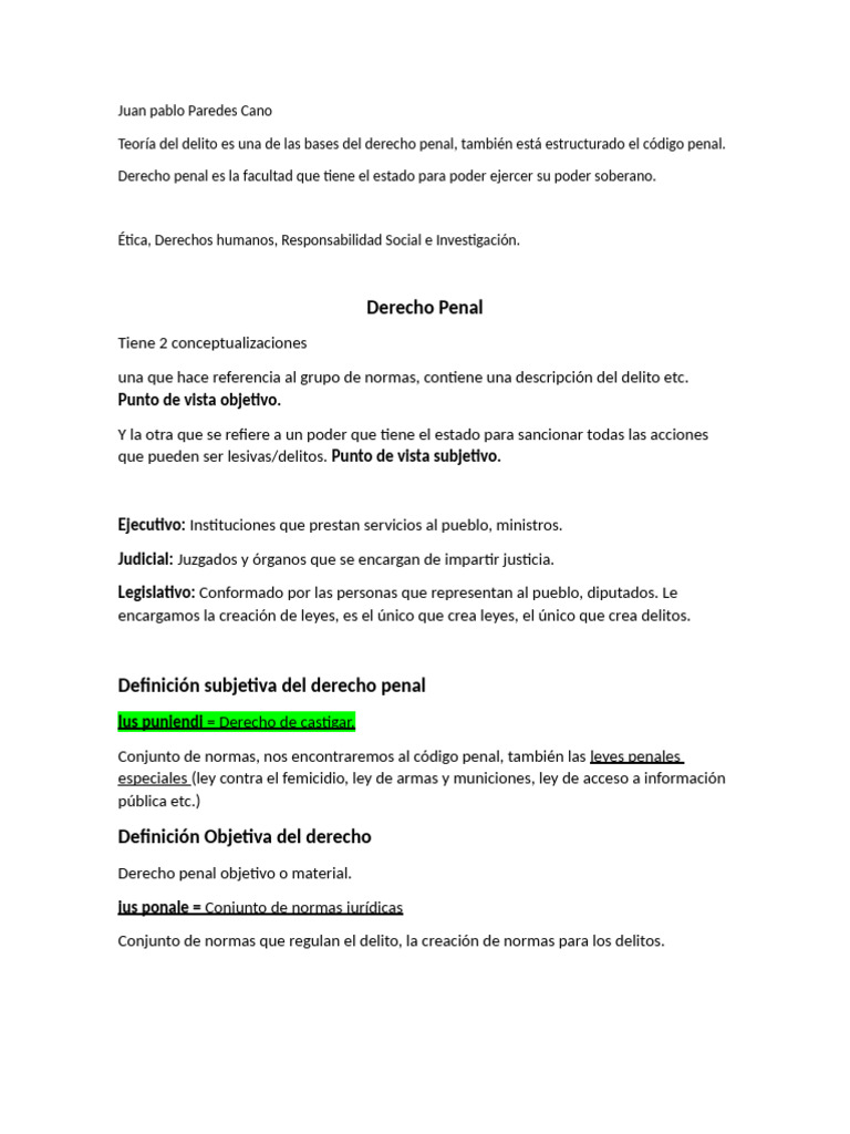 Fundamentos del Derecho Penal y Teoría del Delito | PDF | Derecho penal ...