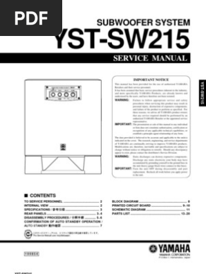 Yamaha Yst-Sw215 Service Manual | PDF | Alternating Current