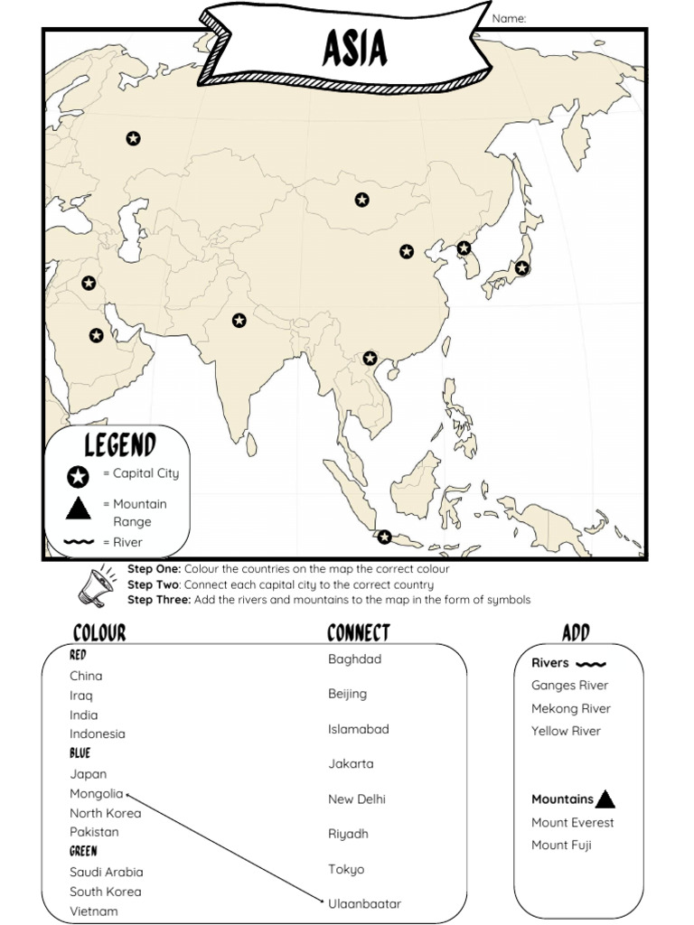Asia Geography Quiz: Capitals, Rivers, Mountains | PDF | Asia | Arabian ...