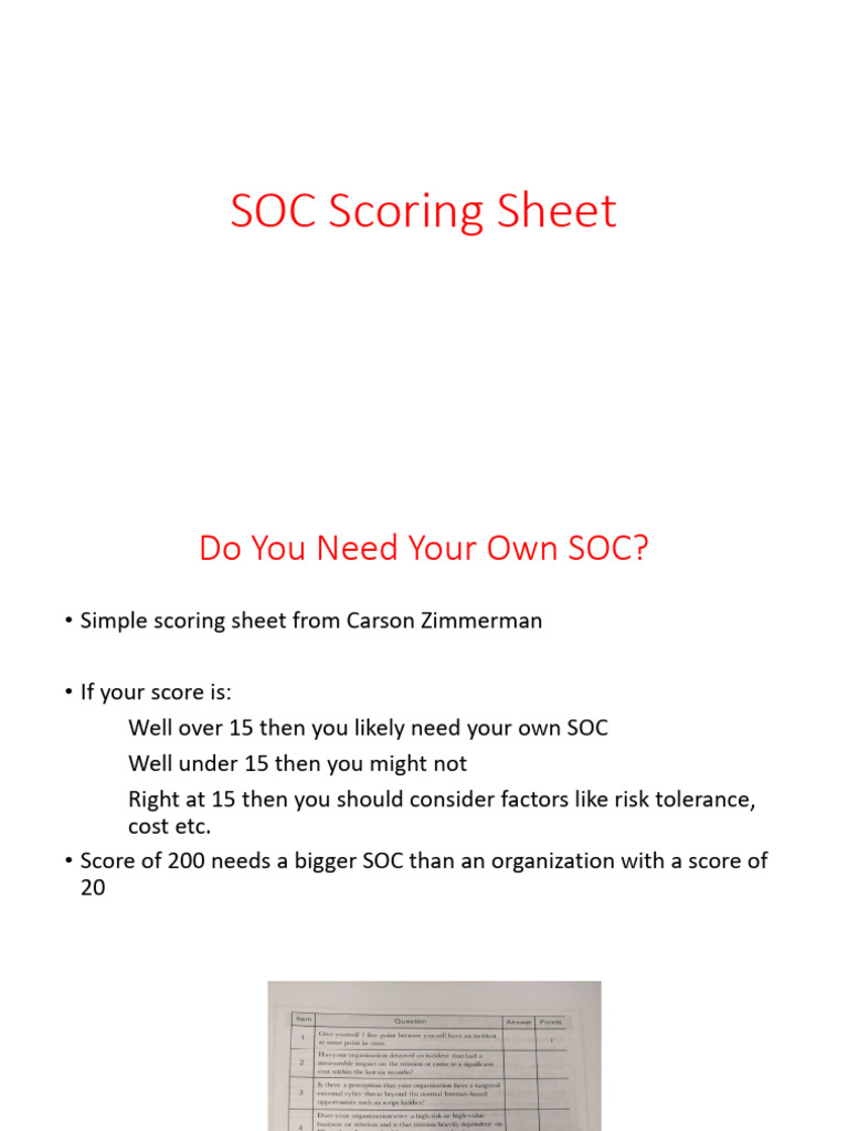 SOC Scoring Sheet | PDF
