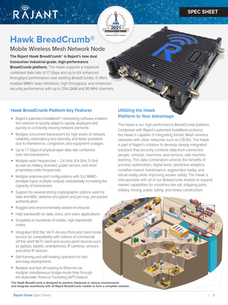 Rajant Hawk BreadCrumb Spec Sheet | PDF | Computer Network | Wi Fi