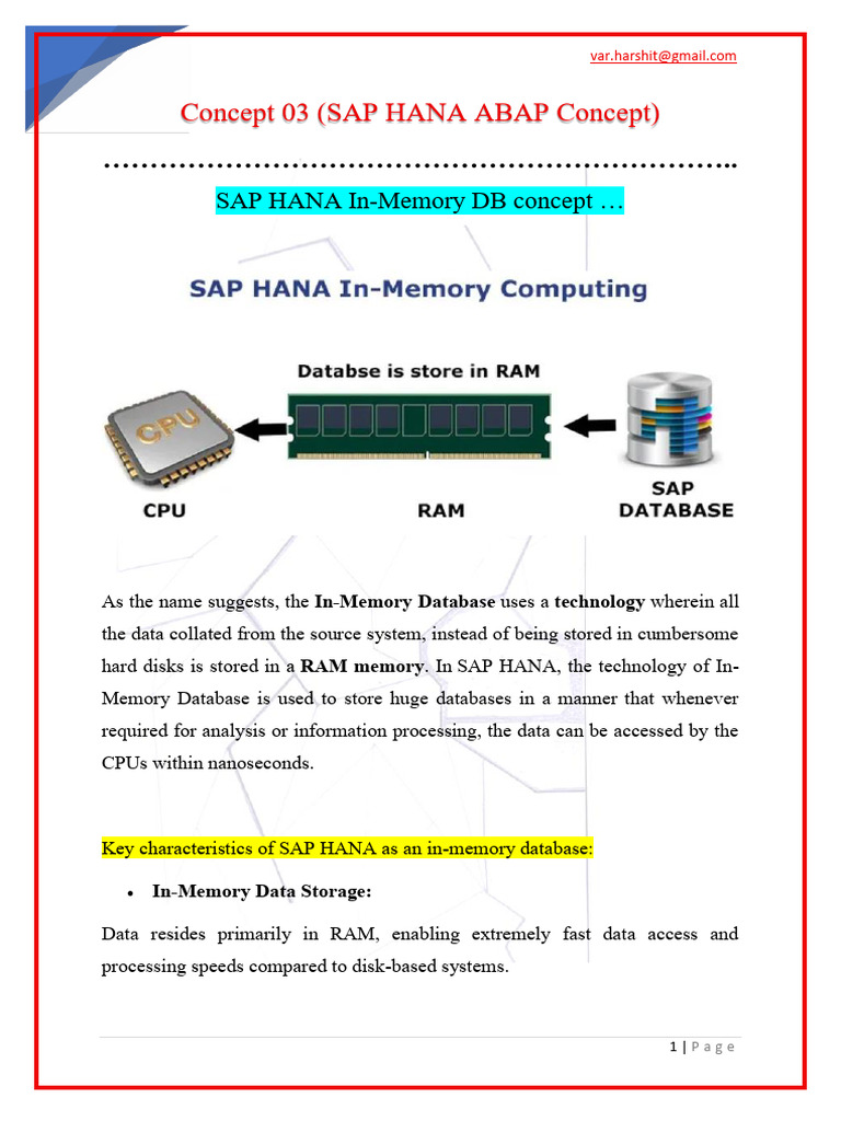 SAP HANA In-Memory Database Overview | PDF | Computer Data Storage ...
