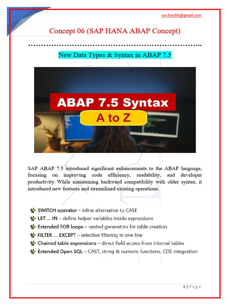 New ABAP 7.5 Features Explained | PDF | Constructor (Object Oriented ...