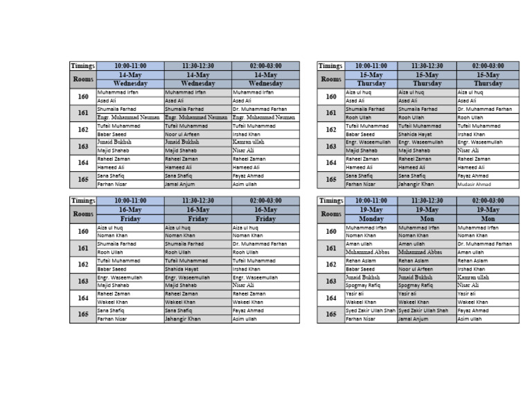 Schedule of Timings and Rooms | PDF
