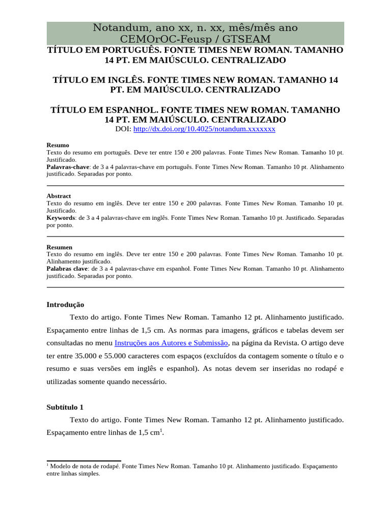 Template Notandum Formato Docx (2) | PDF | Abstract (resumo) | Publicação