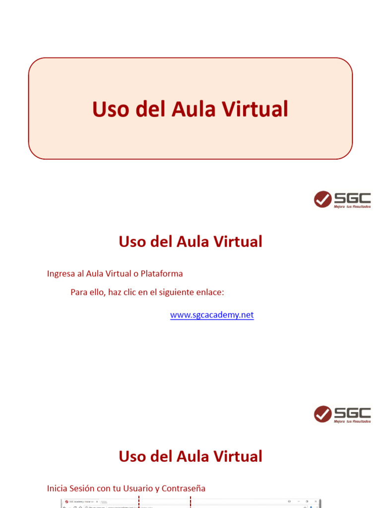 Guía para Usar el Aula Virtual SGC Academy | PDF | Salón de clases ...