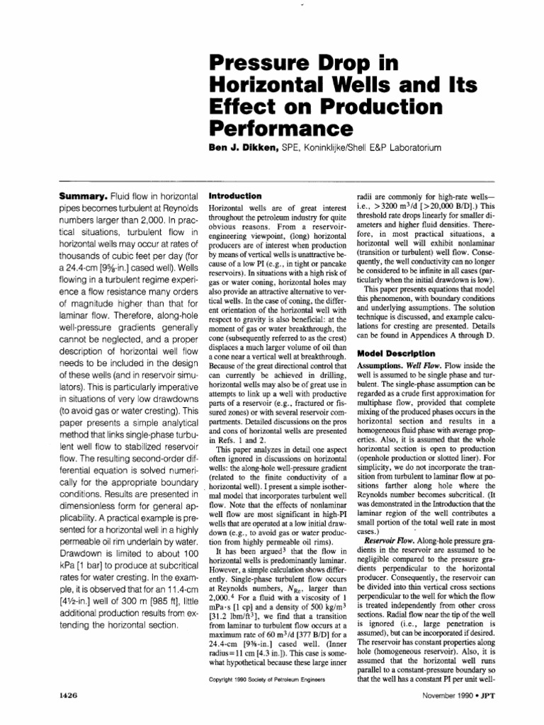 Pressure Drop Effects in Horizontal Wells | PDF | Reynolds Number ...