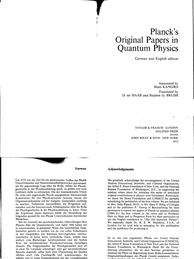 Planck's Original Papers in Quantum Physics - German and English ...