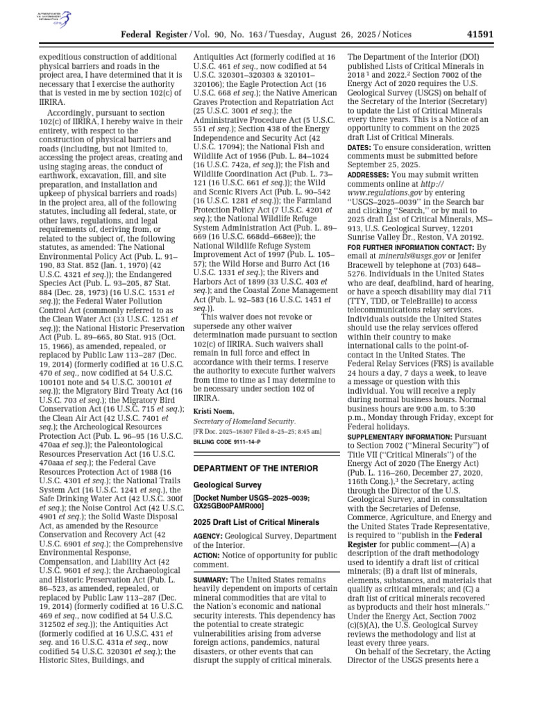 2025 Draft List of Critical Minerals | PDF | Ore | United States ...