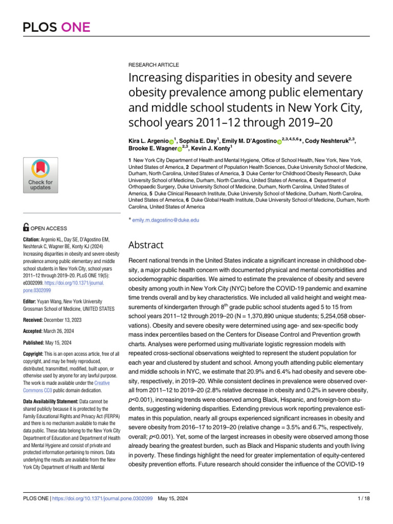 NYC Childhood Obesity Trends 2011-2020 | PDF | Obesity
