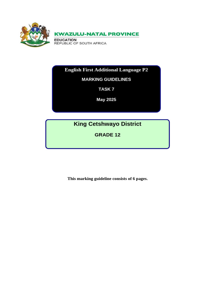 Grade 12 English Marking Guidelines | PDF