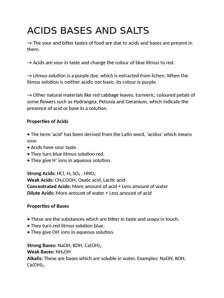 Acids Bases and Salts | PDF | Acid | Ph