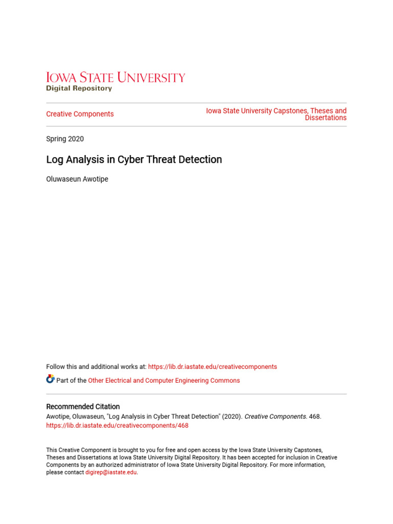 Log Analysis for Cyber Threat Detection | PDF | Computer Security ...