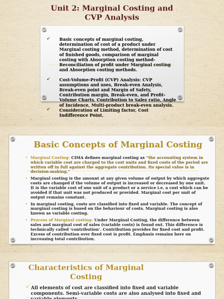 Marginal Costing and CVP Analysis Guide | PDF | Cost | Cost Of Goods Sold