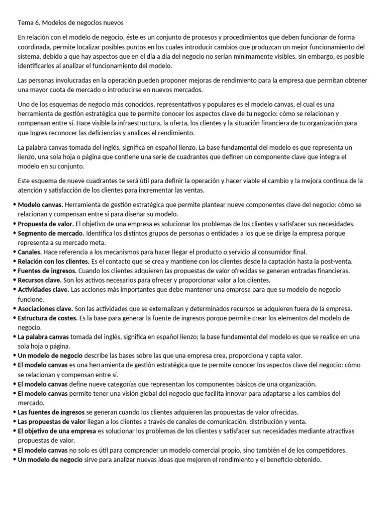 Tema 6 | PDF | Business | Modelo de negocio