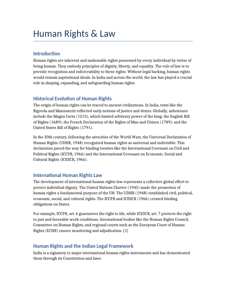 Human Rights and Law in India | PDF | Human Rights | Government