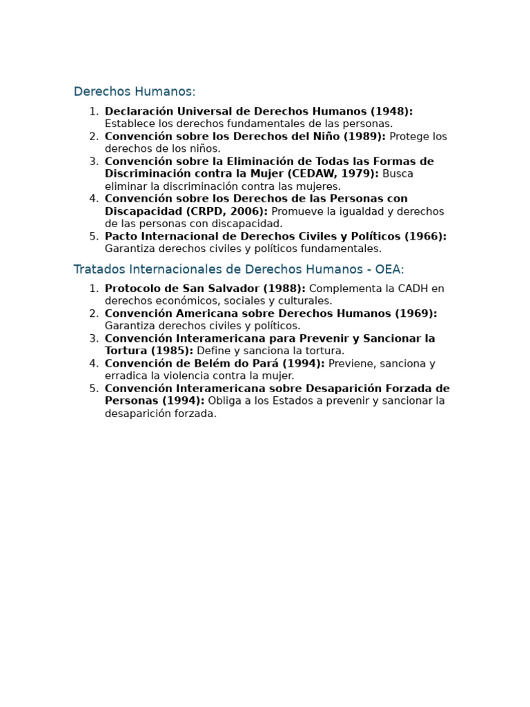 Tratados Internacionales de Derechos Humanos | PDF