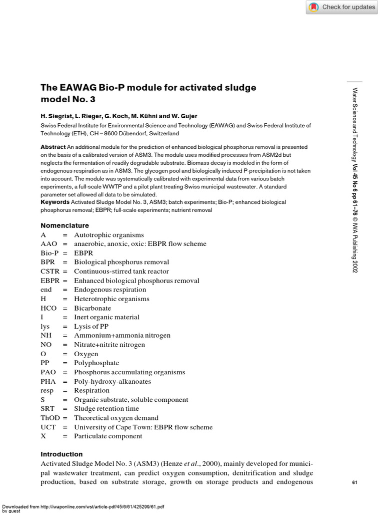 The EAWAG Bio P Module For Activated Slu | PDF | Environmental Science ...