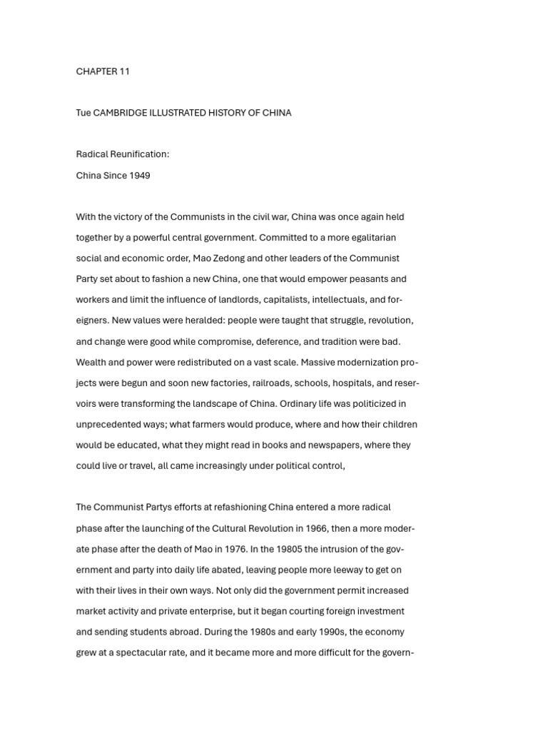 China’s Radical Reunification Post-1949 | PDF | Mao Zedong | Cultural ...