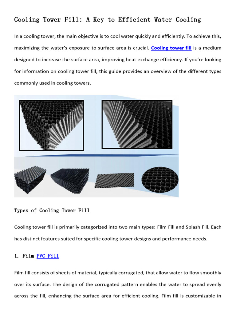 Types of Cooling Tower Fill Explained | PDF | Heat Exchanger | Water