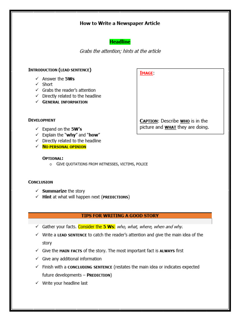 How to Write a Compelling Newspaper Article | PDF