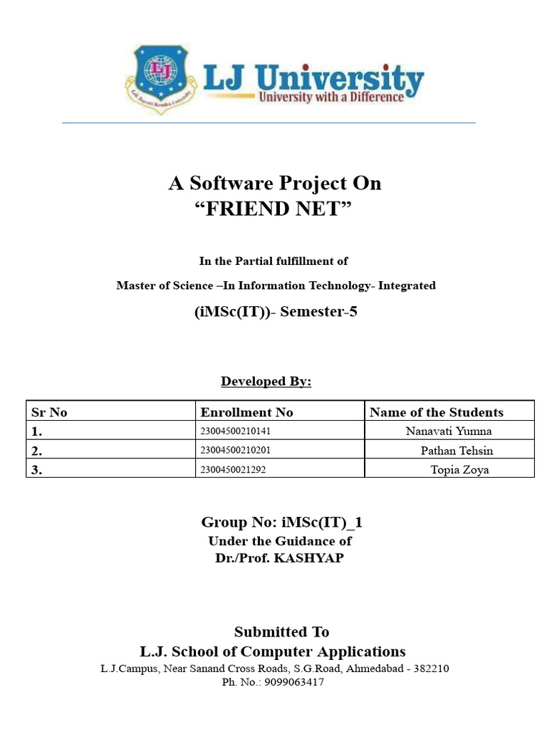 Friend Net Software Project Overview | PDF | Facebook | Privacy