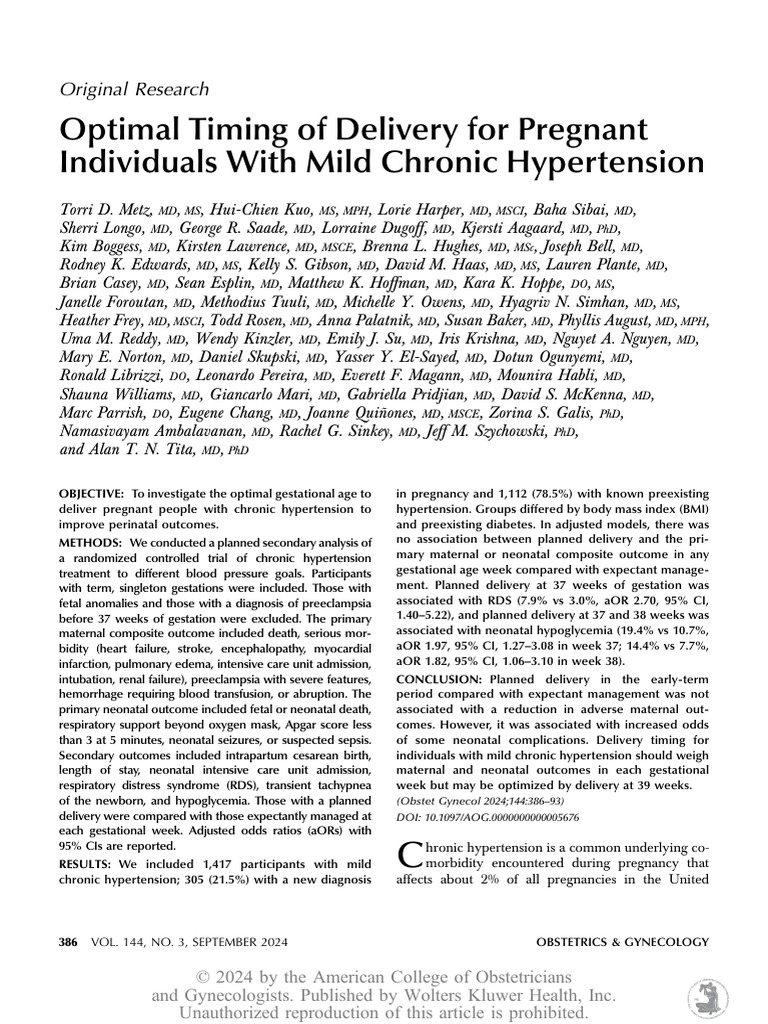 Delivery Timing in Mild Hypertension | PDF | Childbirth | Pregnancy