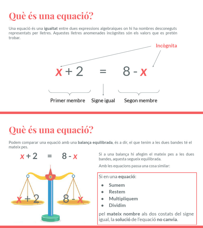 U6 - Resolució D'equacions - 2022 - Què És Una Equació | PDF