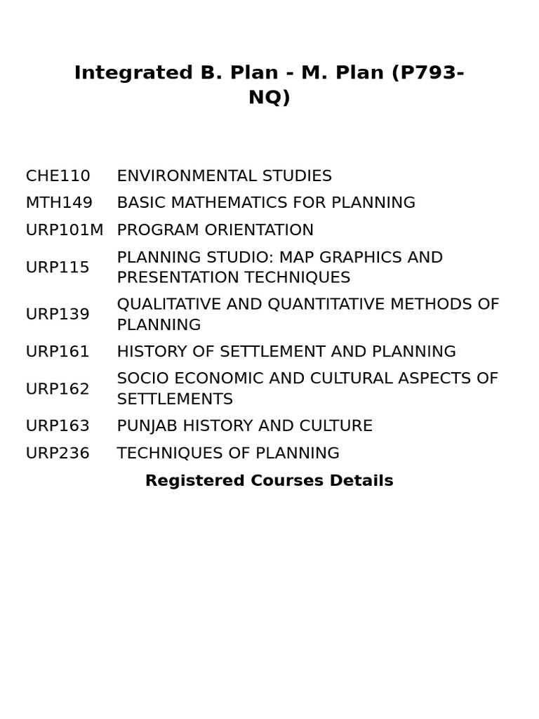 URP Course Overview and Details | PDF