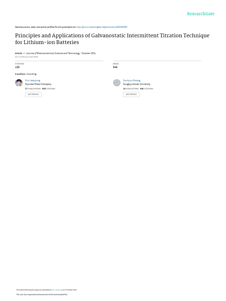 GITT for Lithium-Ion Battery Analysis | PDF | Lithium Ion Battery ...