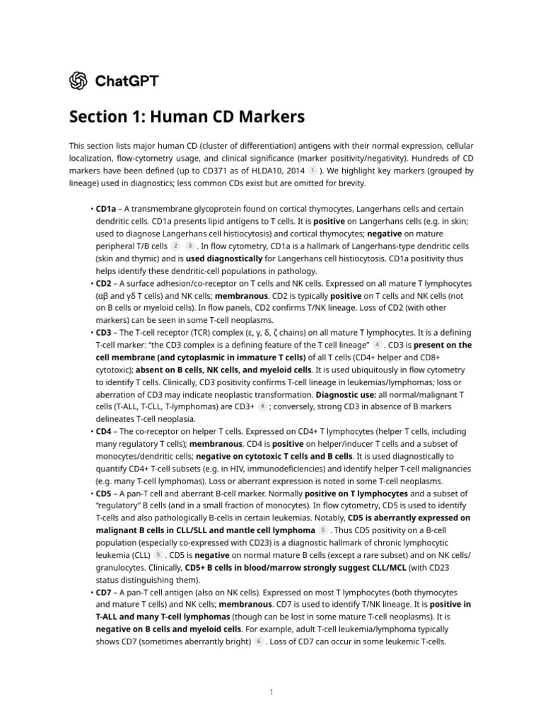 Human CD Markers for Flow Cytometry | PDF | T Cell | B Cell