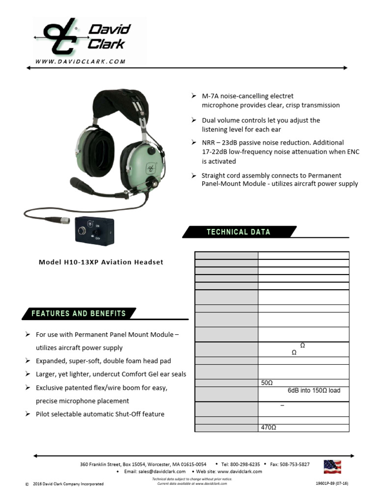 H10-13XP Aviation Headset Features | PDF | Headphones ...