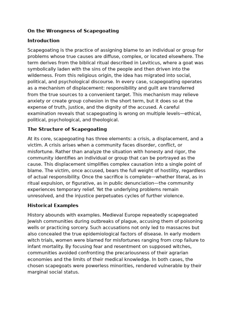 On The Wrongness of Scapegoating | PDF | René Girard