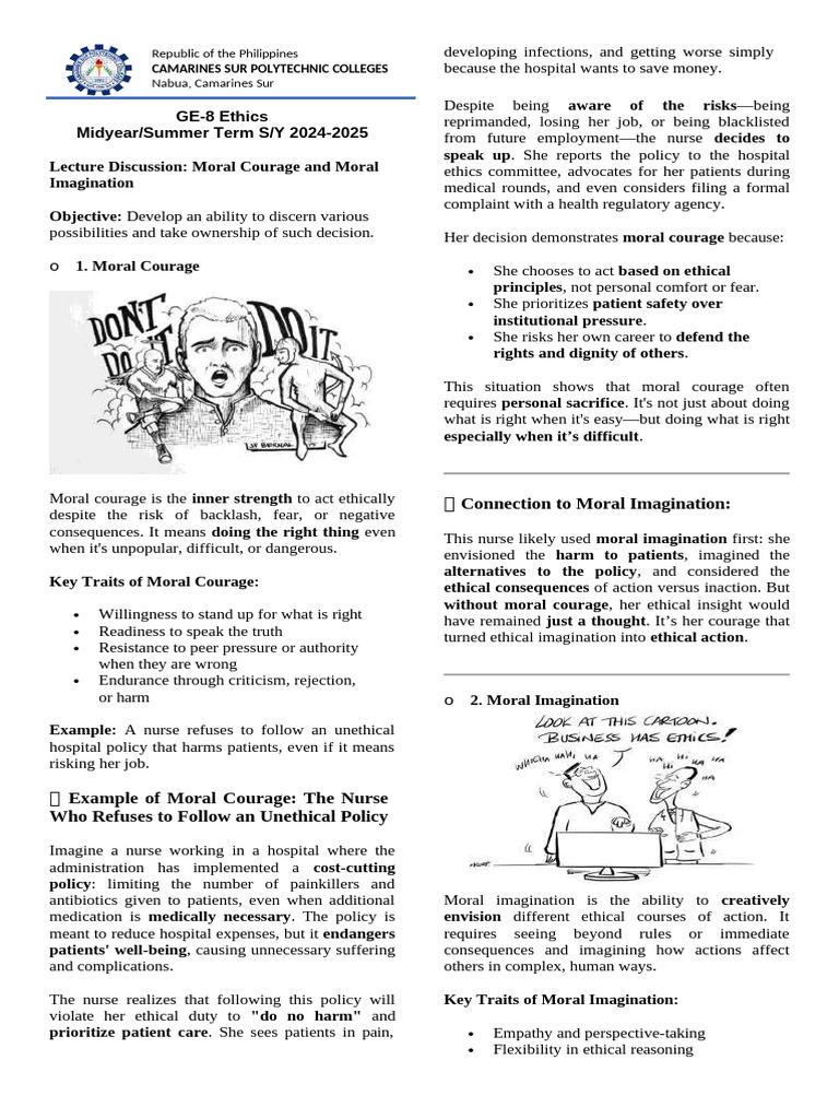 Moral Courage and Imagination in Ethics | PDF | Courage | Morality